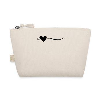 Line Heart Black - Organic Pouch - nature - Front