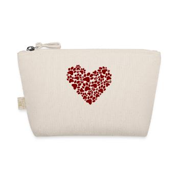 Hundepfoten Herz - Muttertag Valentinstag Geschenk - Bio-Täschchen - Natur - Vorne