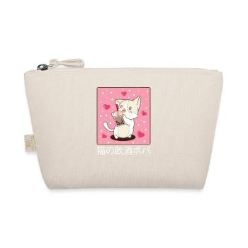 Kawaii Cat Drinking Bubble Tea Cute Anime Cat Love - Organic Pouch - nature - Front