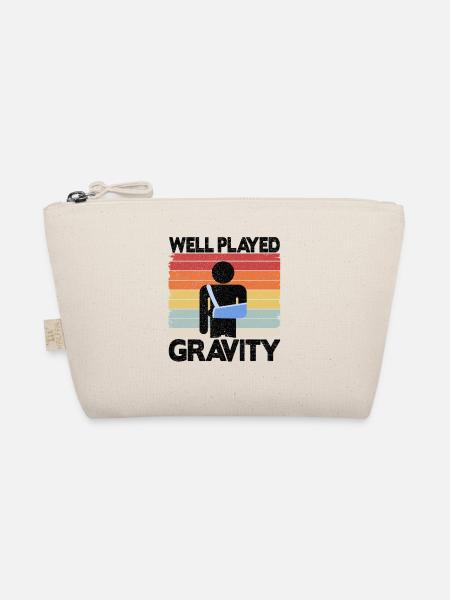 Well Played Gravity Broken Arm Surgery Get Well - Organic Pouch - nature - Front