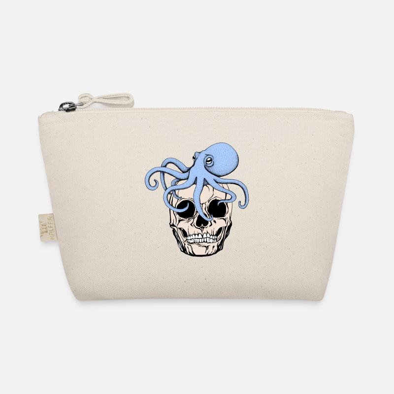 Octopus on skull funny octopus cool gothic Organic Pouch