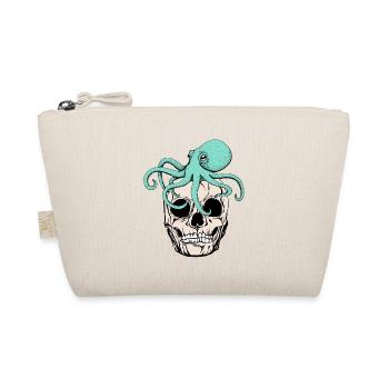 Oktopus auf Totenkopf lustig cool Gothic - Bio-Täschchen - Natur - Vorne