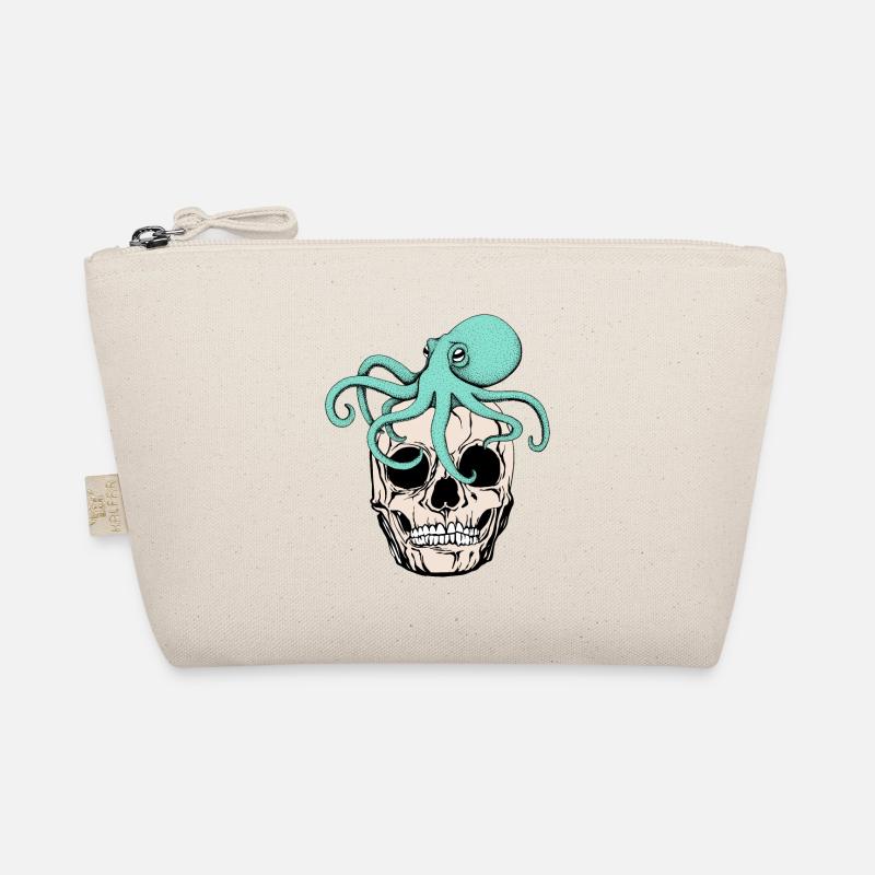 Octopus on skull funny cool Gothic Organic Pouch