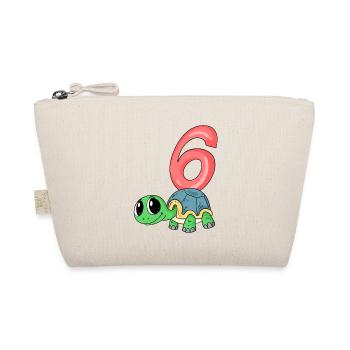6 years old - 6th birthday - turtle motif - Organic Pouch - nature - Front