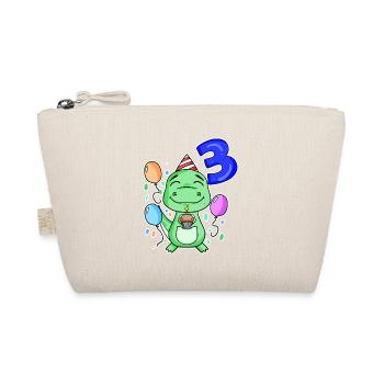 3 years old - Dinosaurs - 3rd birthday gift - Organic Pouch - nature - Front