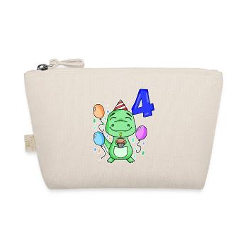 4 years old - Dinosaurs - 4th birthday gift - Organic Pouch - nature - Front