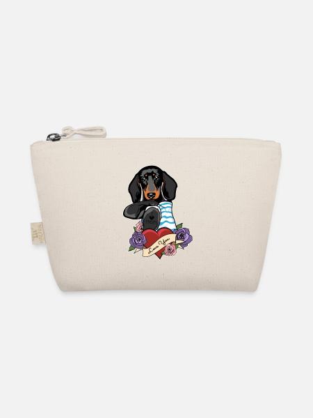 I Love Mom Tattoo I Dachshund Mom - Bio-Täschchen - Natur - Vorne