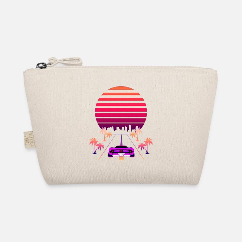 Synthwave Sunset und Retro 80s Sport Fast Car Bio-Täschchen