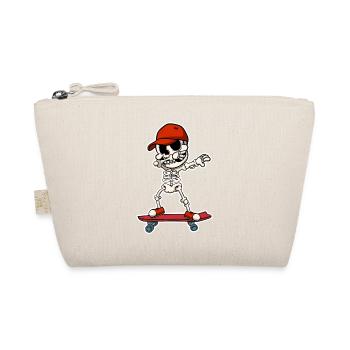 Skater Schlittschuhlaufen Skateboard Skelett Skul - Bio-Täschchen - Natur - Vorne