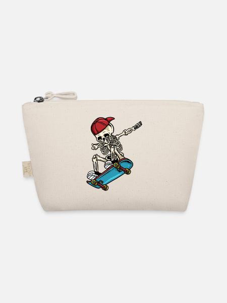 Dabbing Skelett Skateboard - Bio-Täschchen - Natur