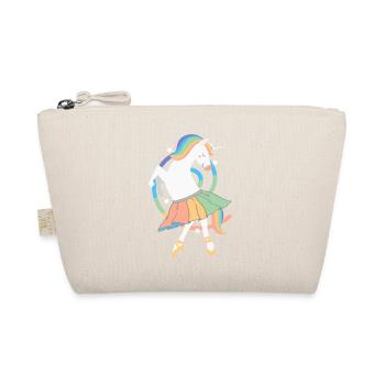 Unicorn Ballerina Rainbow Cute Unicorn Dancing - Organic Pouch - nature - Front