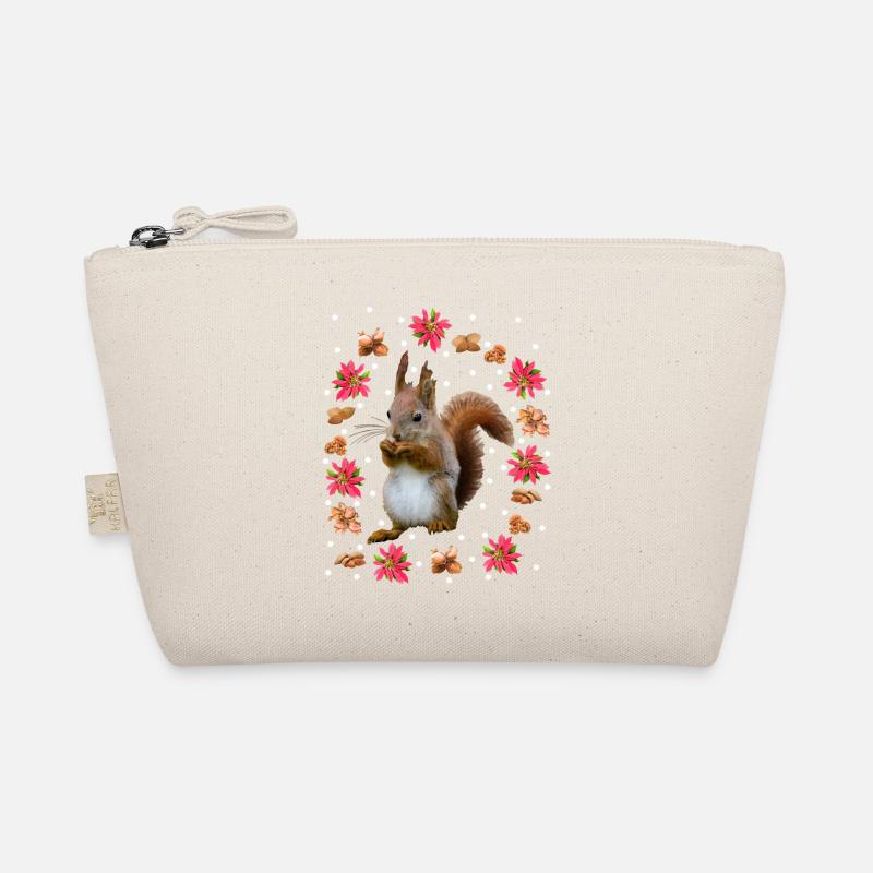 Squirrels with nuts, poinsettia, hazelnut Organic Pouch