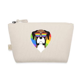 Boxer Hund Regenbogen Herz - Bio-Täschchen - Natur - Vorne