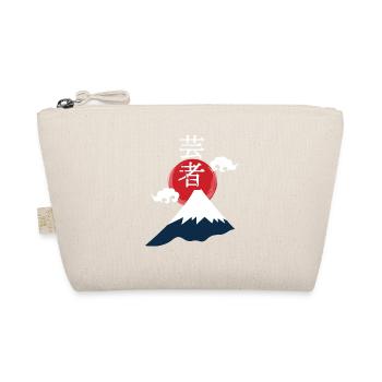 Geisha über Fuji: Rotes Sonnenmotiv - Bio-Täschchen - Natur - Vorne