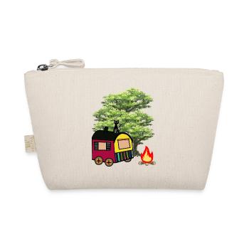 Hippie Bauwagen Natur Wildnis Katze Hütte Haus - Bio-Täschchen - Natur - Vorne