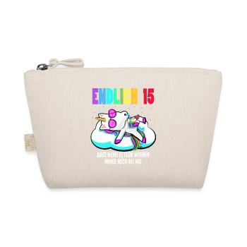 15. Geburtstag Mädchen Geschenk lustig Einhorn - Bio-Täschchen - Natur - Vorne