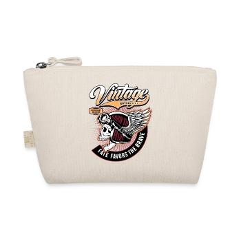Biker Skull Vintage Motorcycles - Organic Pouch - nature - Front