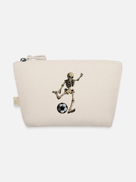 Skull Football Football Player Skeleton Costume - Organic Pouch - nature - Front