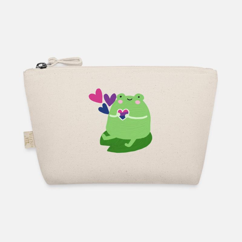 Süßer Frosch mit bisexuellen pride Flaggen Farben - Bio-Täschchen - Natur