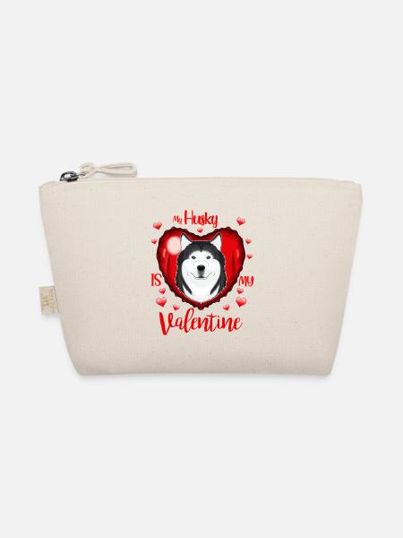 My Husky Is My Valentine I Husky - Bio-Täschchen - Natur - Vorne