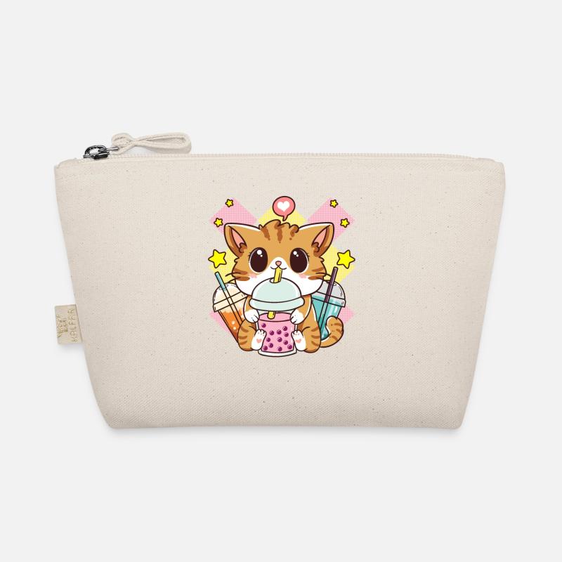 Cute Cat Boba Tea Bubble Tea Anime Kawaii Neko Organic Pouch
