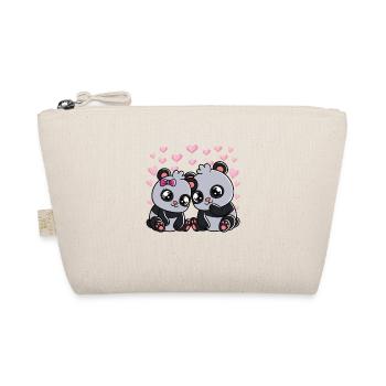 Cute Panda Bears Valentine's Day - Organic Pouch - nature - Front