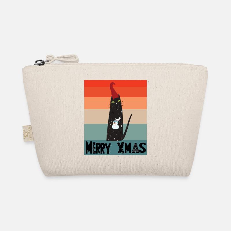 Merry Xmas Katze mit Schneemann + Xmas Mütze Meow Bio-Täschchen