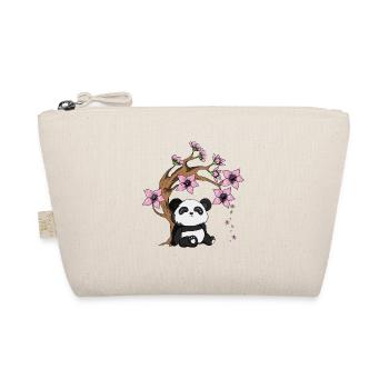 Panda Bear Tree Cherry Blossom Bamboo Happy Panda - Organic Pouch - nature - Front