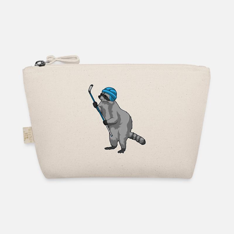 Waschbär beim Eishockey mit Eishockeyschläger Bio-Täschchen