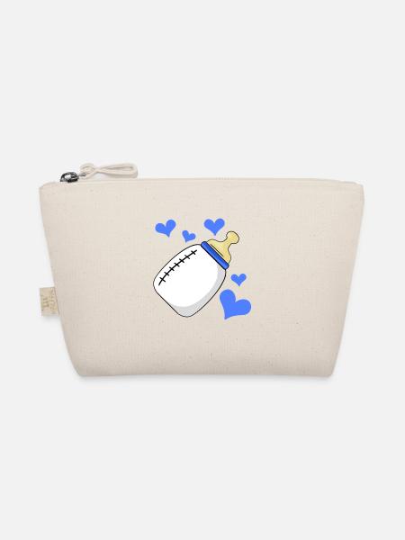 Milk bottle Boy pregnant birth - Organic Pouch - nature - Front