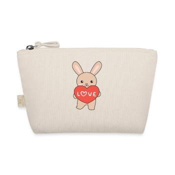 Hase zum Valentinstag süße Tiere mit Herzen - Bio-Täschchen - Natur - Vorne