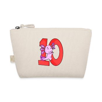 10 years old - 10th birthday - Axolotl motif - Organic Pouch - nature - Front