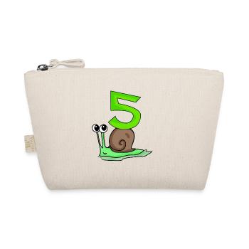 5 years old - 5th birthday - snail motif - Organic Pouch - nature - Front