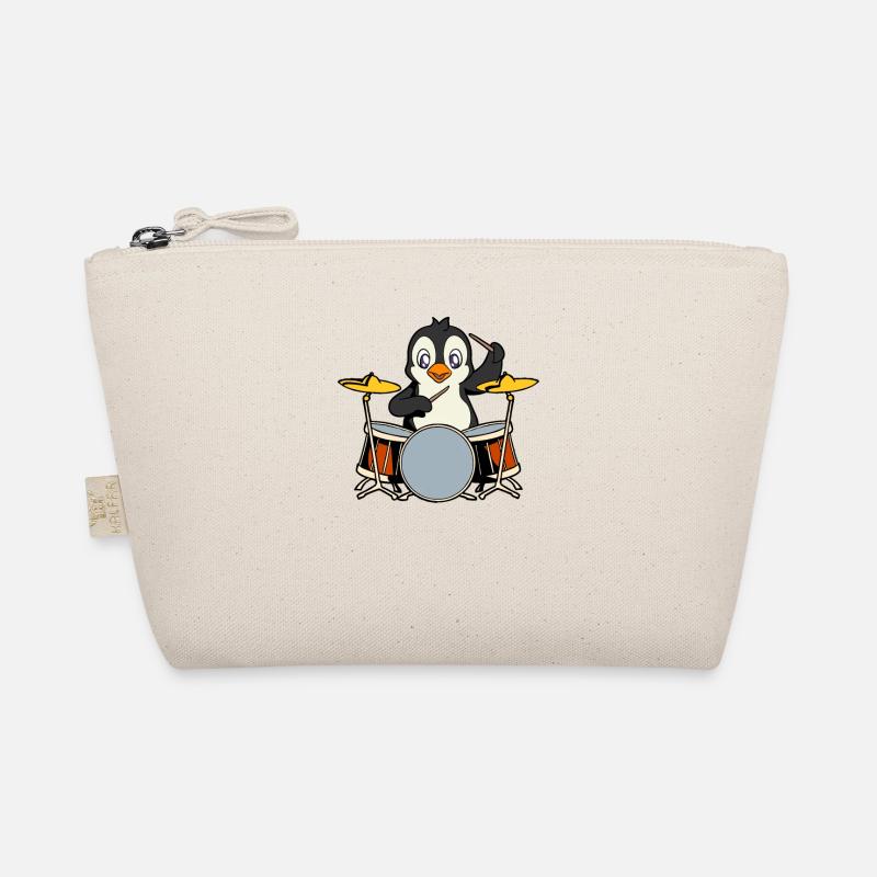 Comic Pinguin spielt Schlagzeug - Bio-Täschchen - Natur