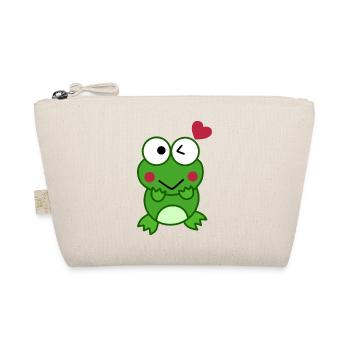 Frog in love with hearts – Love Design - Organic Pouch - nature - Front