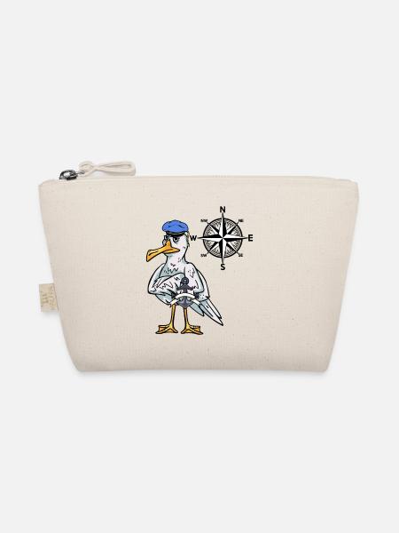 Seemann maritime Möwe Kompass Windrose Nautik - Bio-Täschchen - Natur