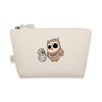 Eule mit Baby Eule - Bio-Täschchen - Natur - Vorne
