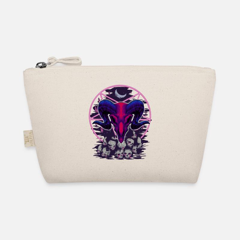 pentagram, goat head devil, on skulls Organic Pouch
