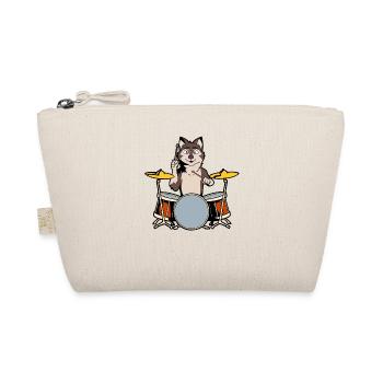 Comic Wolf Drummer - Organic Pouch - nature - Front