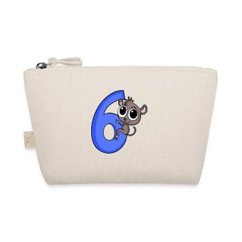 6 years old - 6th birthday - goblin lemurs motif - Organic Pouch - nature - Front
