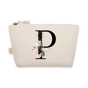 Letter P Watercolor of Floral Monogram - Organic Pouch - nature - Front