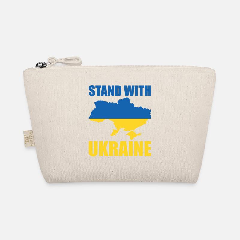 STAND MIT DER UKRAINE Flagge der Ukraine Unterstützung - Bio-Täschchen - Natur