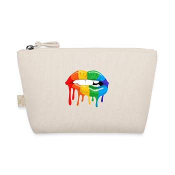 Rainbow Lip Bite LGBT Pride Month Gay Bi Trans - Organic Pouch - nature - Front
