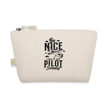Airplane Pilot Vintage Be Nice I - Organic Pouch - nature - Front