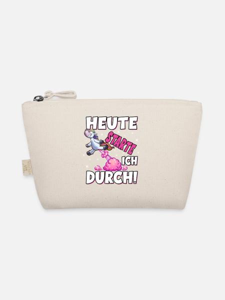 Heute Starte Ich Durch - Pupsen Einhorn - Bio-Täschchen - Natur - Vorne