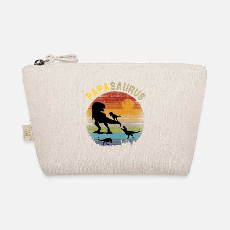 Papasaurus 3 Enfants - Coucher de soleil rétro vintage Trousse biologique