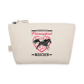 Verrücktes Friesenpferd Mädchen - Bio-Täschchen - Natur - Vorne
