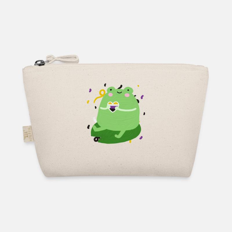 Süßer Frosch mit nichtbinären pride Flaggen Farben - Bio-Täschchen - Natur