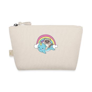 Narwhal Siam cat ocean unicorn kawaii rainbow - Organic Pouch - nature - Front