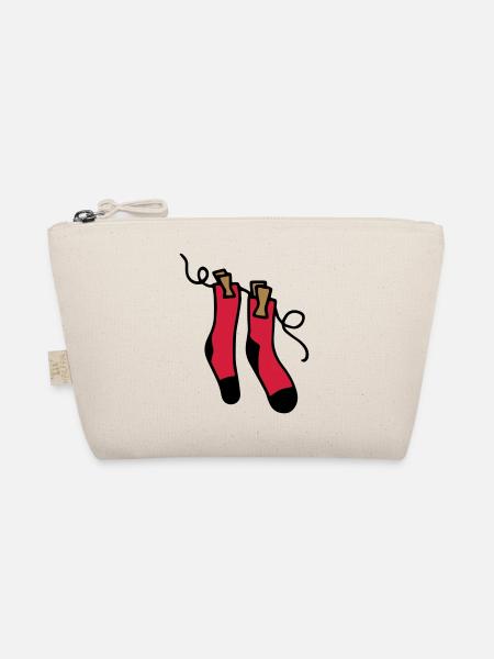 Socks on Clothesline - Colorful Socks Gift Idea - Organic Pouch - nature - Front